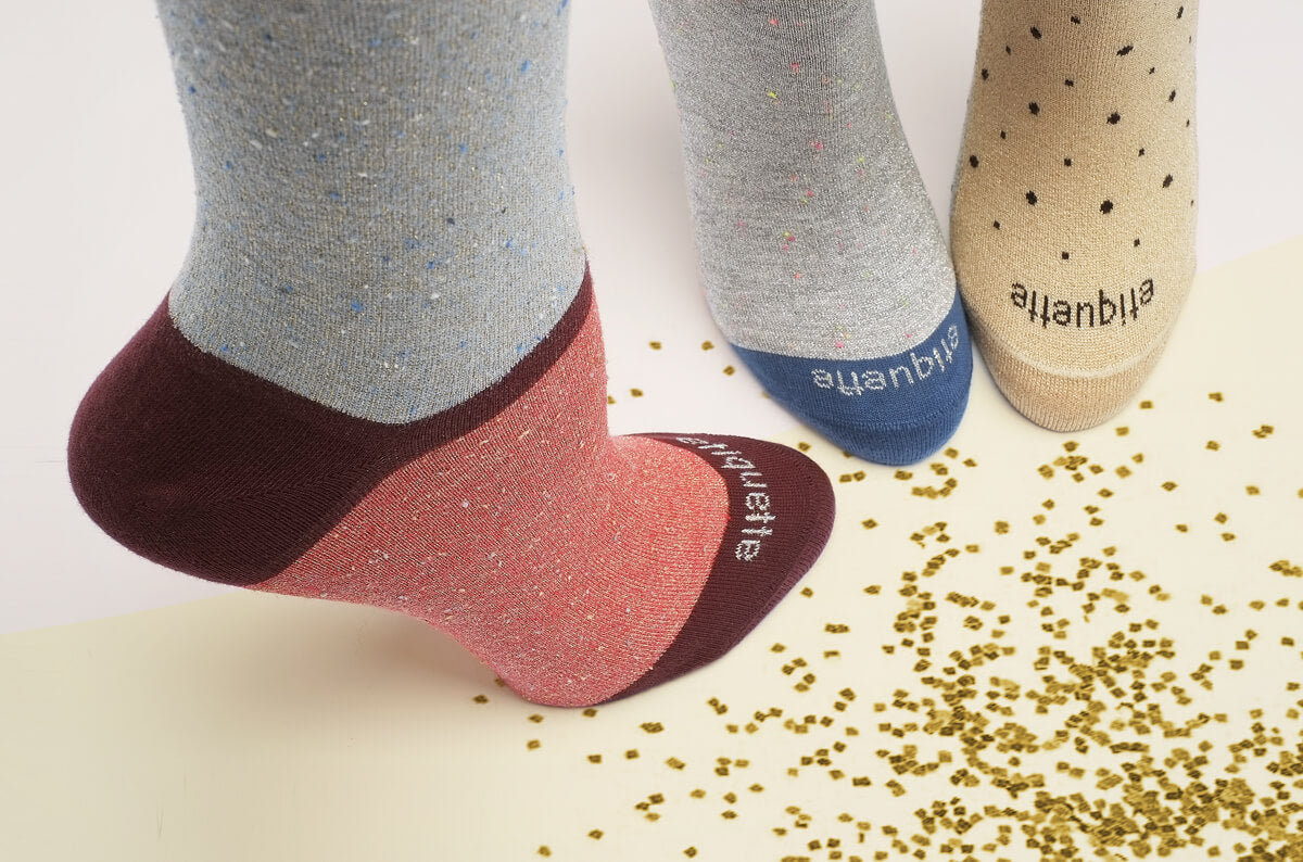 women's metallic socks and glittery socks for women – Etiquette Clothiers
