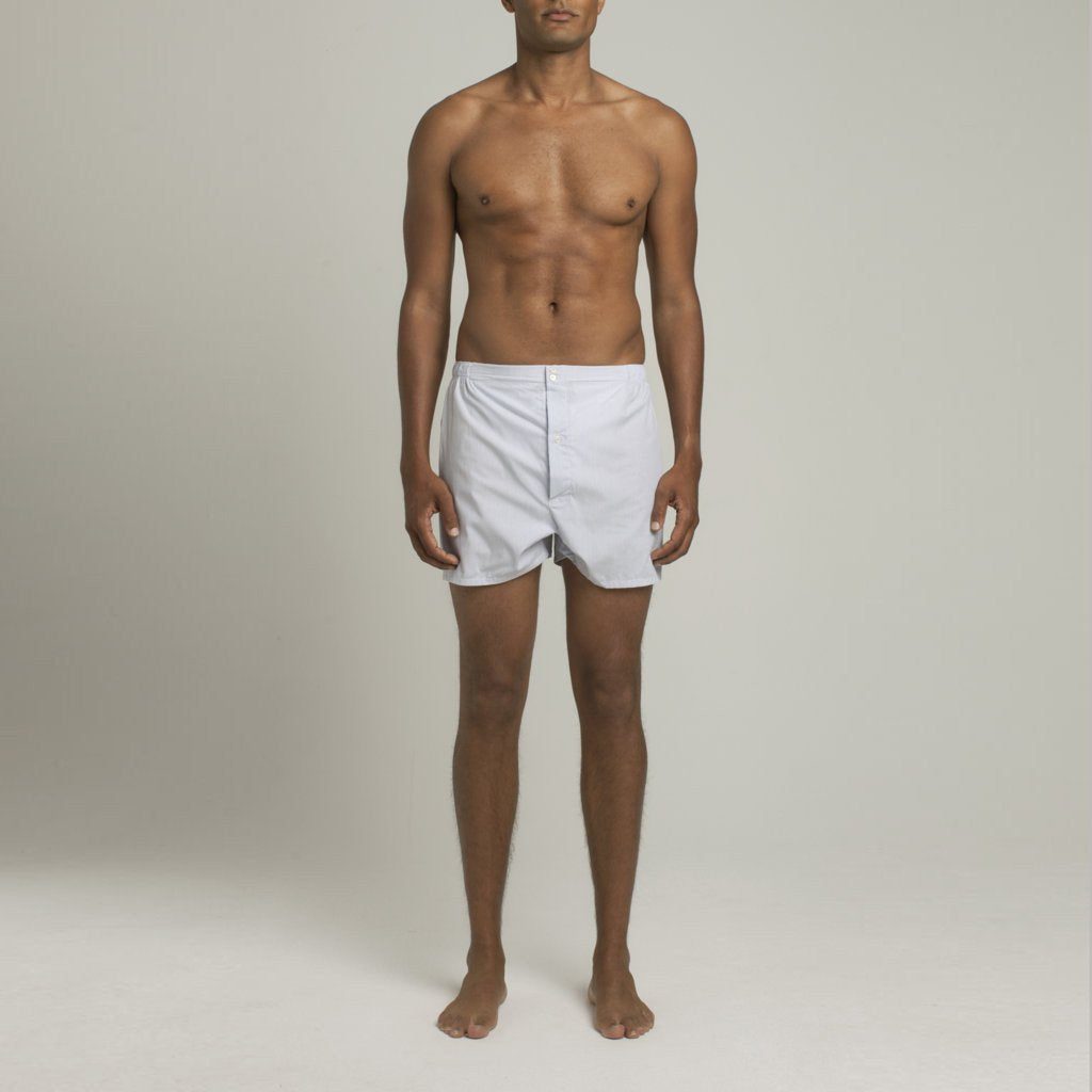 Mens Underwear - Men's Boxer Shorts Fine Lines - Blue⎪Etiquette Clothiers