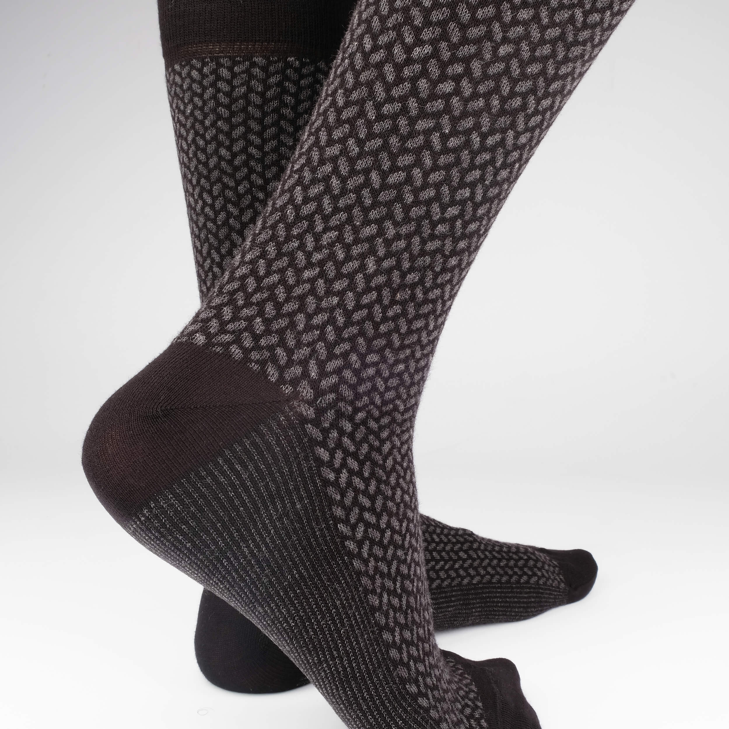 Mens Socks - Herringbone Blocks Men's Socks - Black⎪Etiquette Clothiers