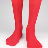 Mens Socks - Hounds Waffle Textured Men's Socks - Red⎪Etiquette Clothiers