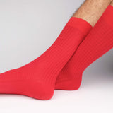 Mens Socks - Hounds Waffle Textured Men's Socks - Red⎪Etiquette Clothiers