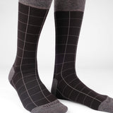 Mens Socks - Windowpane Men's Socks - Black⎪Etiquette Clothiers