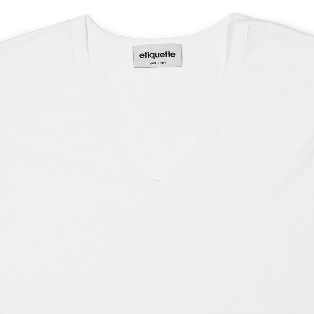 Mens Underwear - Men's Mulberry V Neck T Shirt - White⎪Etiquette Clothiers