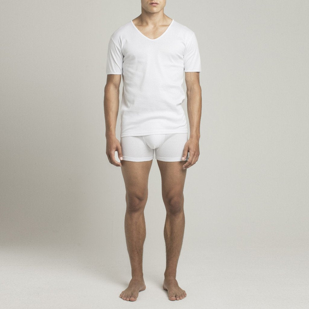 Mens Underwear - Men's Mulberry V Neck T Shirt - White⎪Etiquette Clothiers