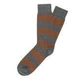 Mens Socks - Tokyo Stripes Men's Socks - Dark Grey / Brown⎪Etiquette Clothiers