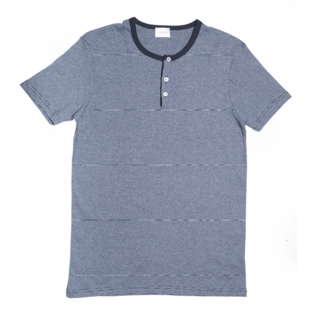 Mens Underwear - Men's Lafayette Short Sleeve Henley - Blue⎪Etiquette Clothiers