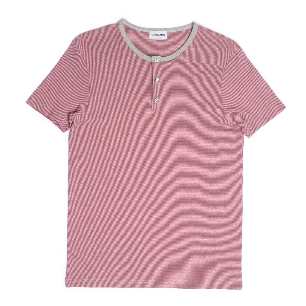 Mens Underwear - Men's Lafayette Short Sleeve Henley - Bordeaux⎪Etiquette Clothiers
