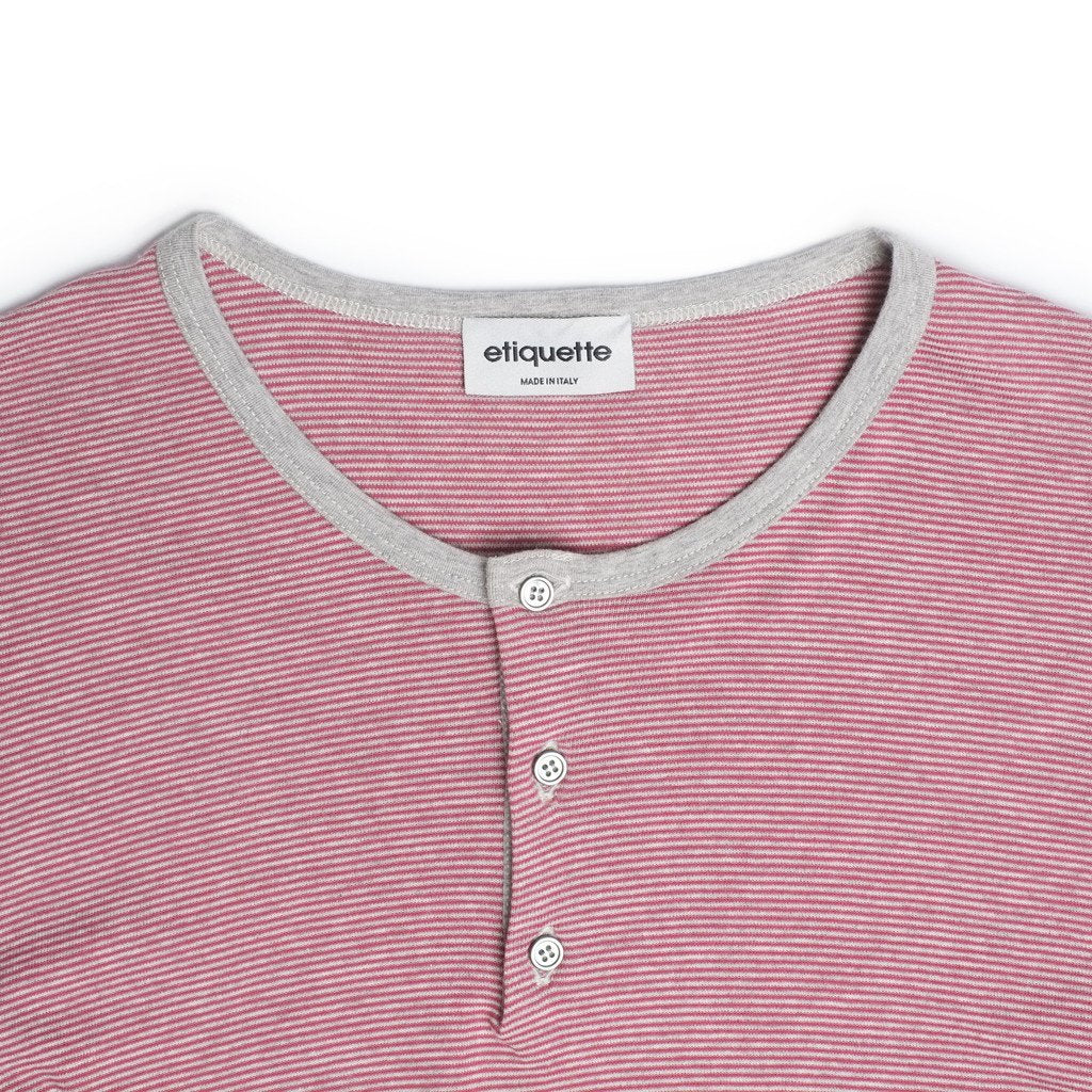 Mens Underwear - Men's Lafayette Short Sleeve Henley - Bordeaux⎪Etiquette Clothiers
