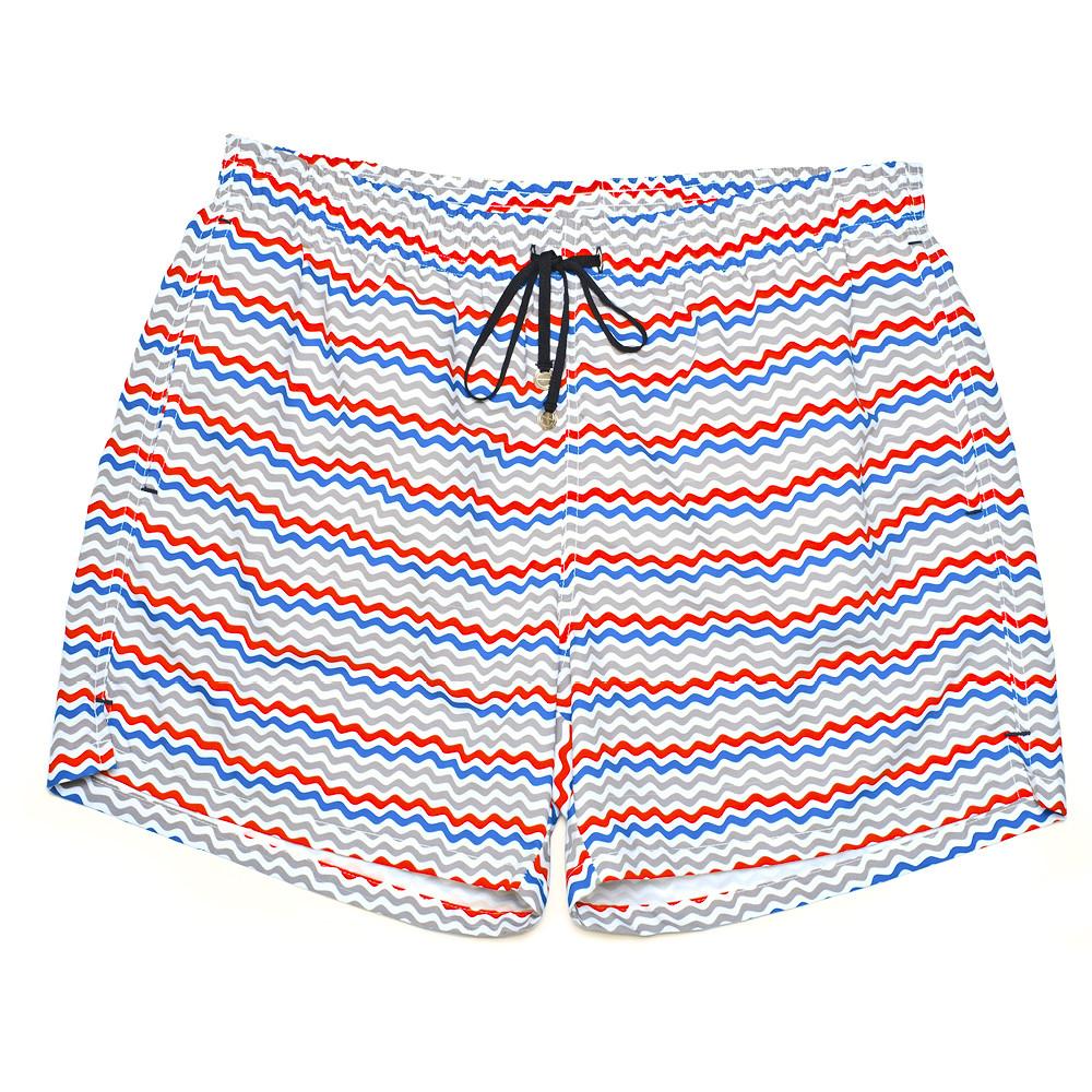 Mens Loungewear - Men's Corsaro Swim Slim Fit Trunk Wave - White Grey⎪Etiquette Clothiers