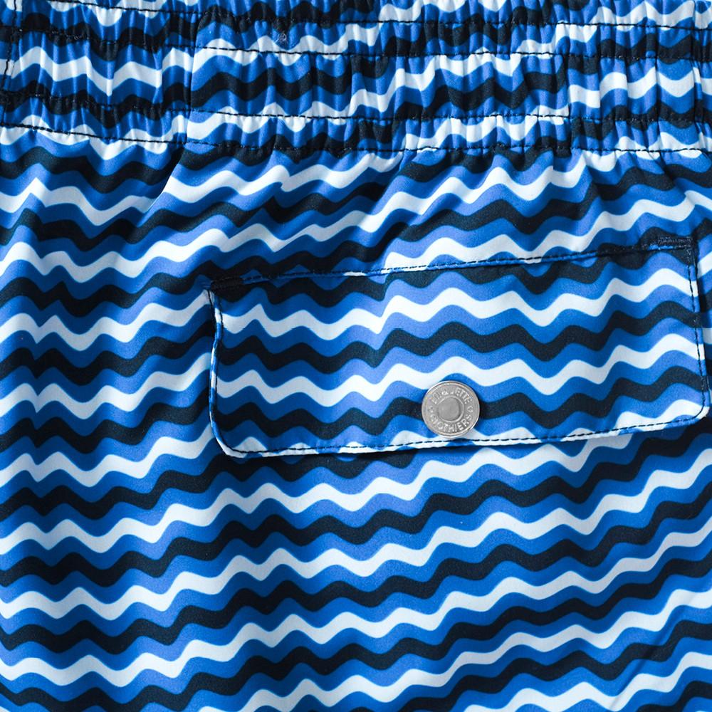 Mens Swimwear - Men's Corsaro Swim Slim Fit Trunk Wave - Dark Blue⎪Etiquette Clothiers