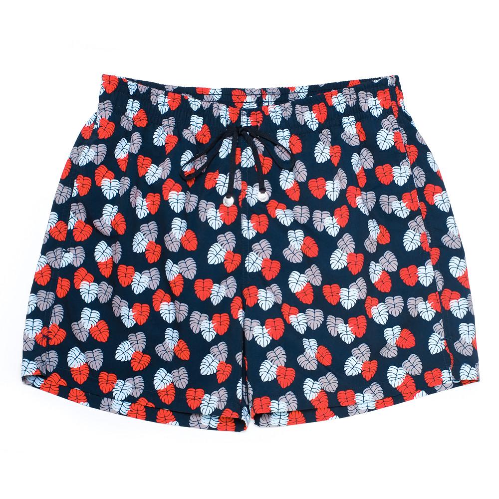 Mens Loungewear - Men's Corsaro Swim Slim Fit Trunk Palms - Dark Blue⎪Etiquette Clothiers