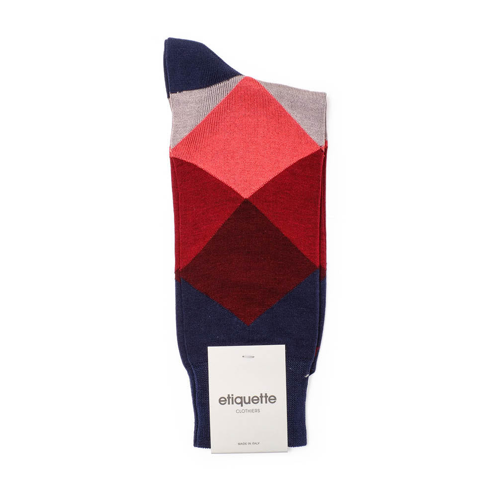 Mens Socks - Harlequin Men's Socks - Dark Blue⎪Etiquette Clothiers