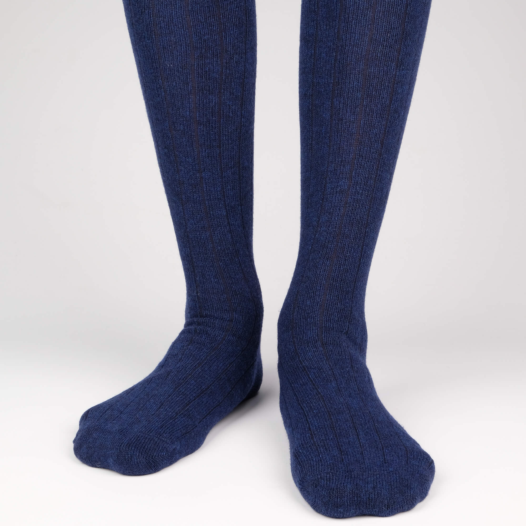 Mens Socks - Cashmere Knee High Ribbed Men's Socks - Dark Blue⎪Etiquette Clothiers