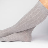 Mens Socks - Cashmere Knee High Ribbed Men's Socks - Grey⎪Etiquette Clothiers