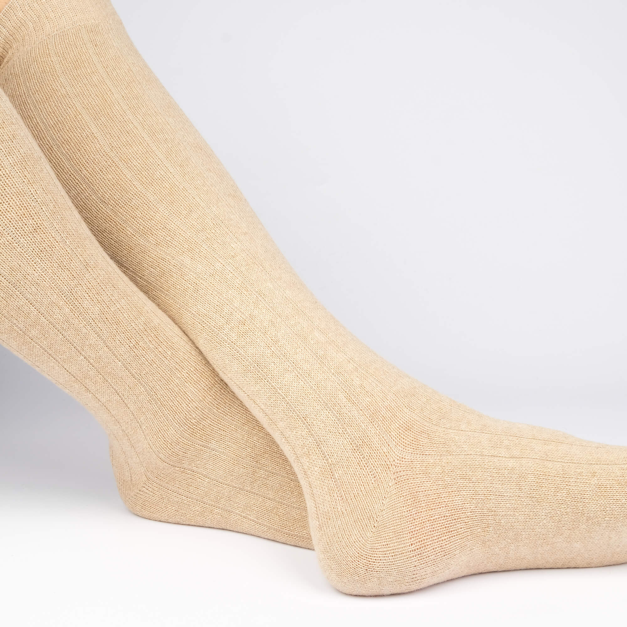 Mens Socks - Cashmere Knee High Ribbed Men's Socks- Brown⎪Etiquette Clothiers