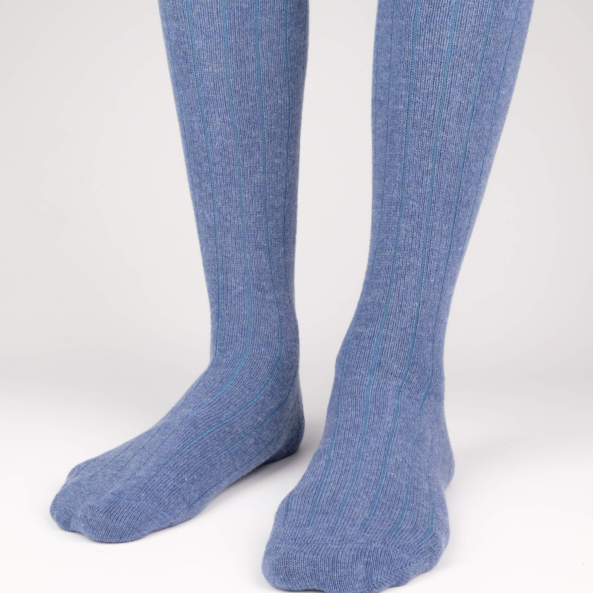 Mens Socks - Cashmere Knee High Ribbed Men's Socks - Blue⎪Etiquette Clothiers