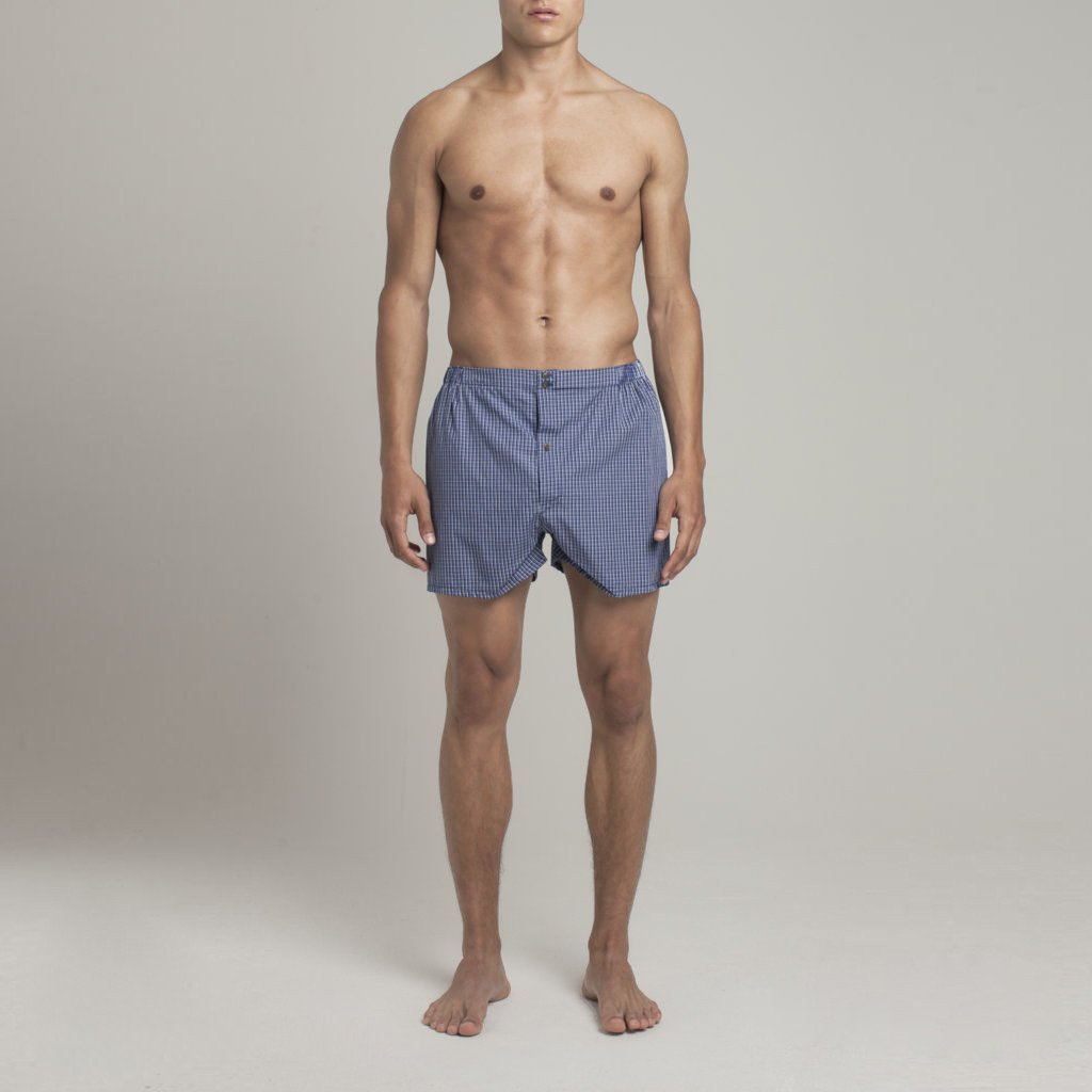 Mens Underwear - Men's Boxer Shorts Checker - Dark Blue⎪Etiquette Clothiers