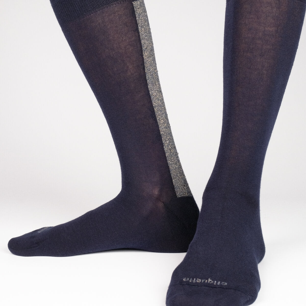 Mens Socks - Beat It Metallic Back Stripe Men's Socks- Navy Blue⎪Etiquette Clothiers