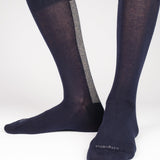 Mens Socks - Beat It Metallic Back Stripe Men's Socks- Navy Blue⎪Etiquette Clothiers