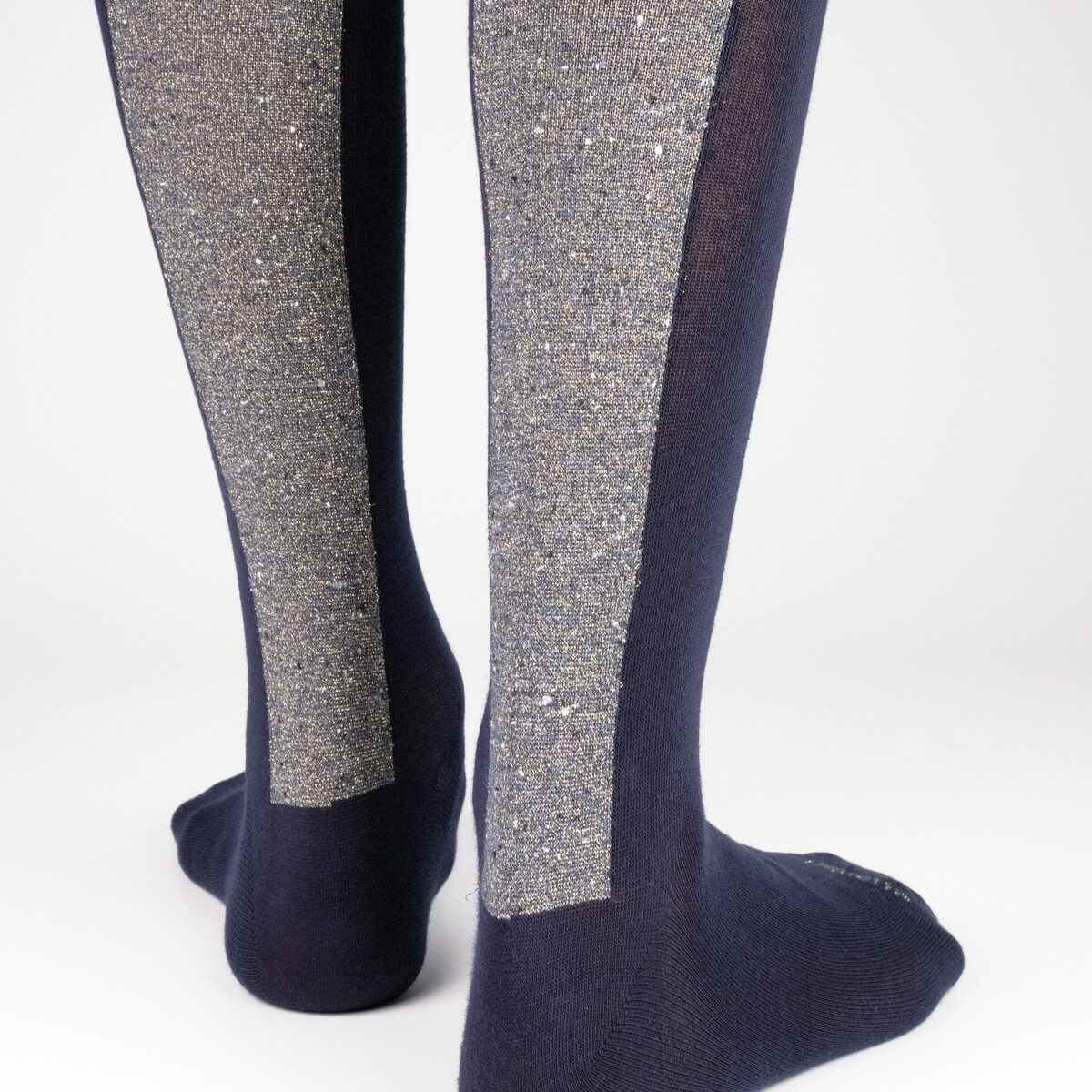 Mens Socks - Beat It Metallic Back Stripe Men's Socks- Navy Blue⎪Etiquette Clothiers