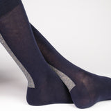 Mens Socks - Beat It Metallic Back Stripe Men's Socks- Navy Blue⎪Etiquette Clothiers