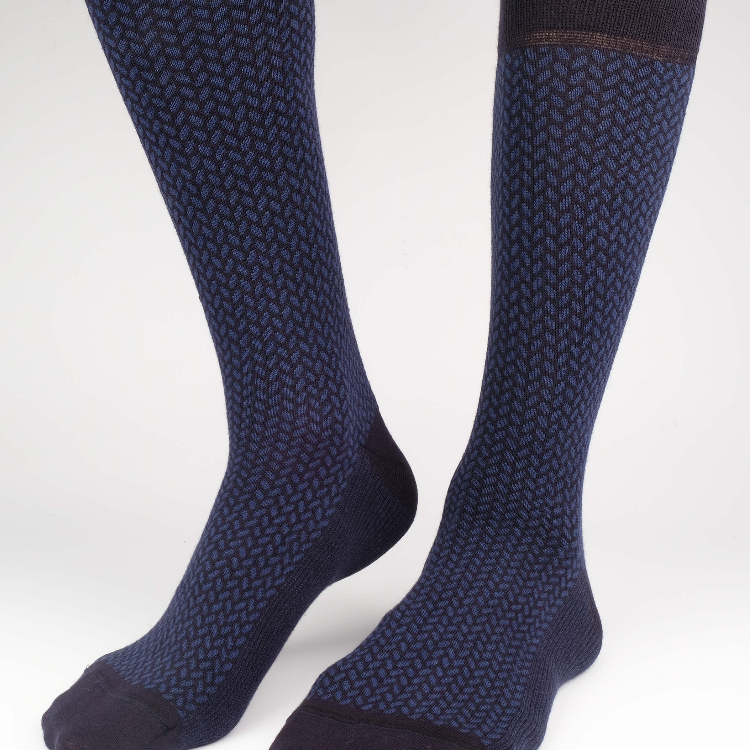 Mens Socks - Herringbone Blocks Men's Socks - Blue⎪Etiquette Clothiers