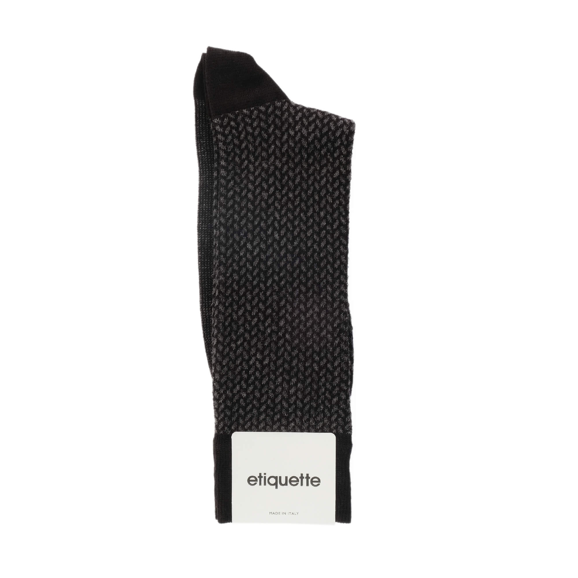 Mens Socks - Herringbone Blocks Men's Socks - Black⎪Etiquette Clothiers