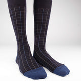 Mens Socks - Windowpane Men's Socks - Blue⎪Etiquette Clothiers