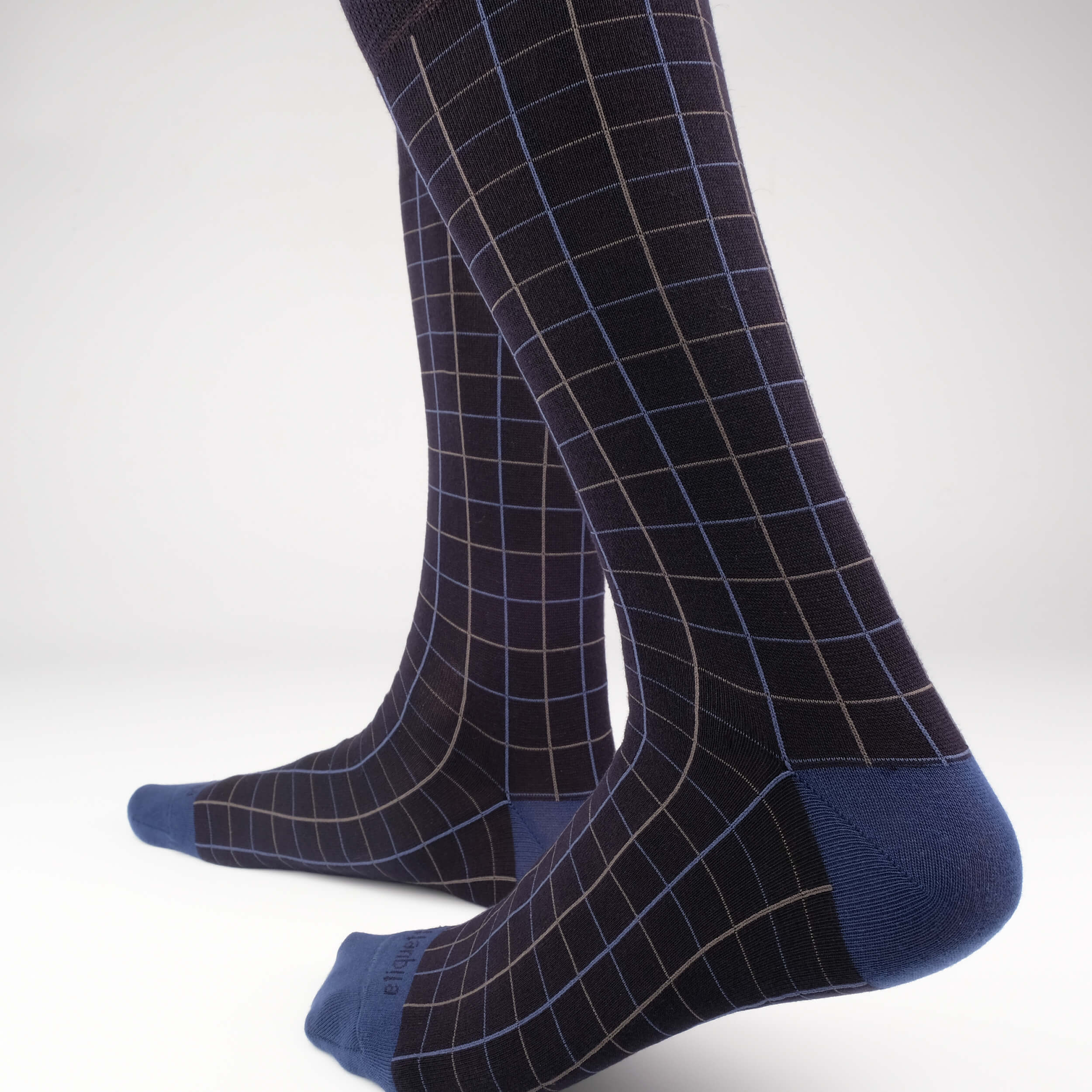 Mens Socks - Windowpane Men's Socks - Blue⎪Etiquette Clothiers