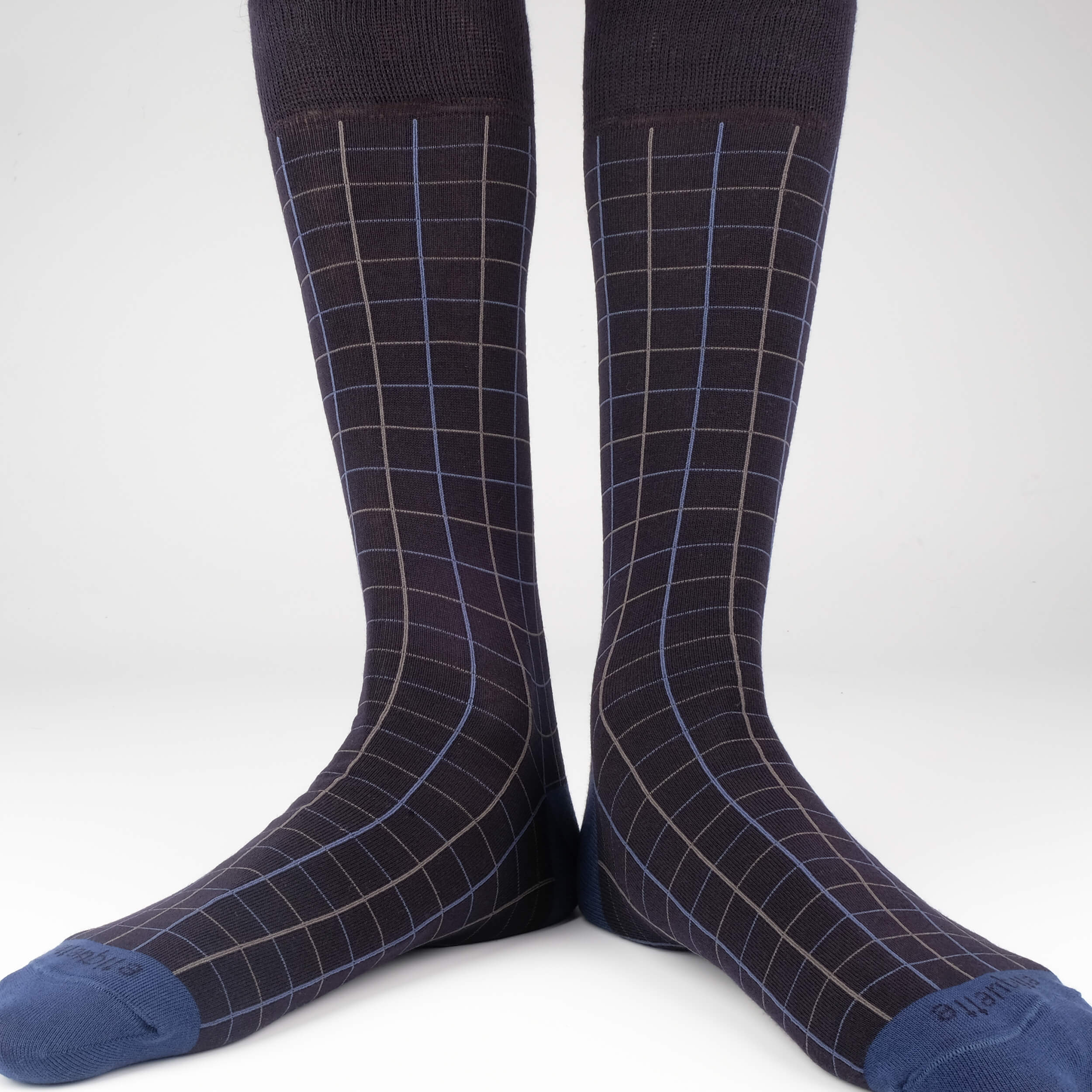 Mens Socks - Windowpane Men's Socks - Blue⎪Etiquette Clothiers