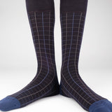 Mens Socks - Windowpane Men's Socks - Blue⎪Etiquette Clothiers