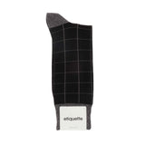 Mens Socks - Windowpane Men's Socks - Black⎪Etiquette Clothiers