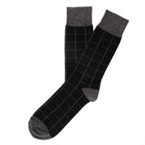 Mens Socks - Windowpane Men's Socks - Black⎪Etiquette Clothiers