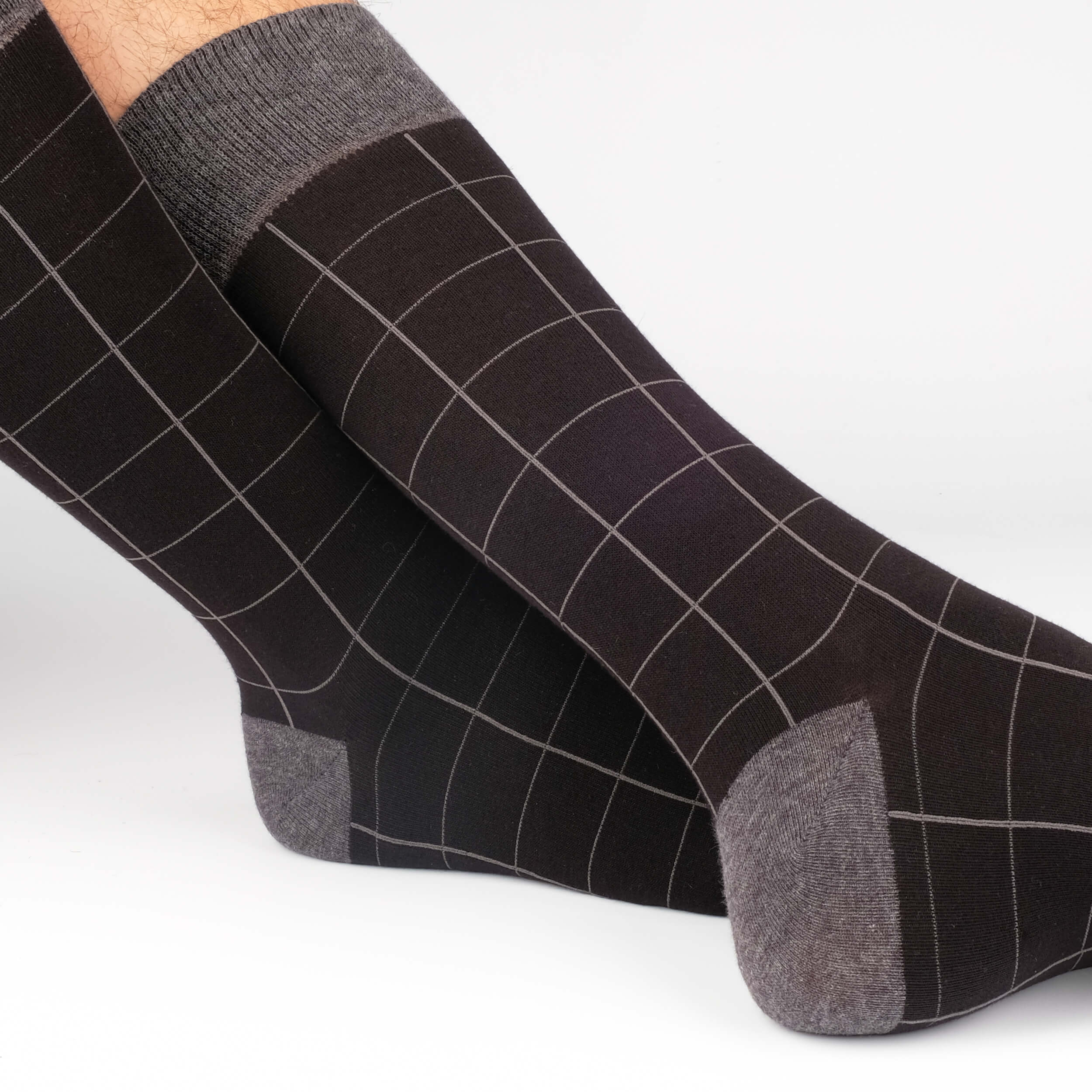 Mens Socks - Windowpane Men's Socks - Black⎪Etiquette Clothiers