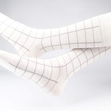 Mens Socks - Windowpane Men's Socks - Ecru⎪Etiquette Clothiers