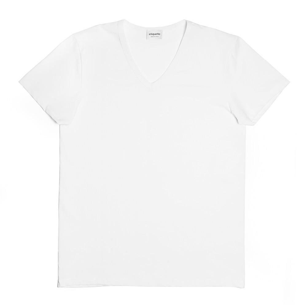 Mens Underwear - Men's Mulberry V Neck T Shirt - White⎪Etiquette Clothiers