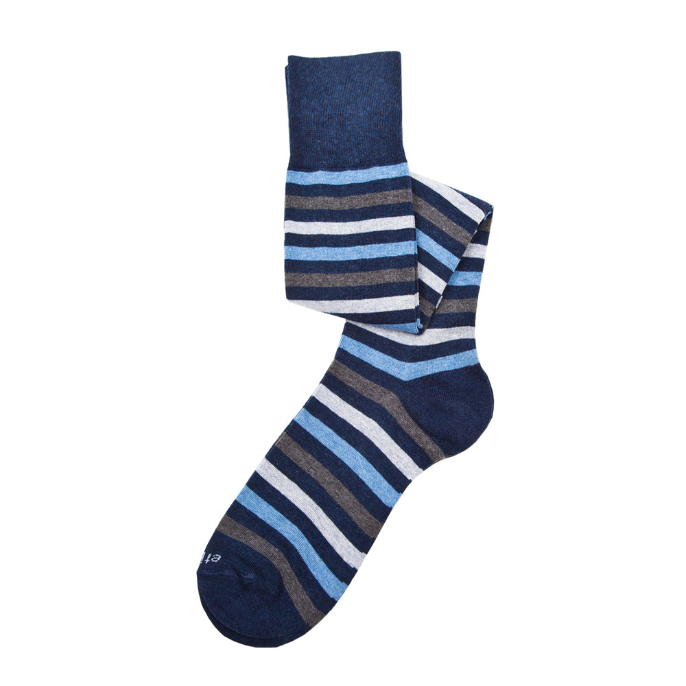 Mens Socks - Crosswalk Stripes Knee High Men's Socks - Blue⎪Etiquette Clothiers