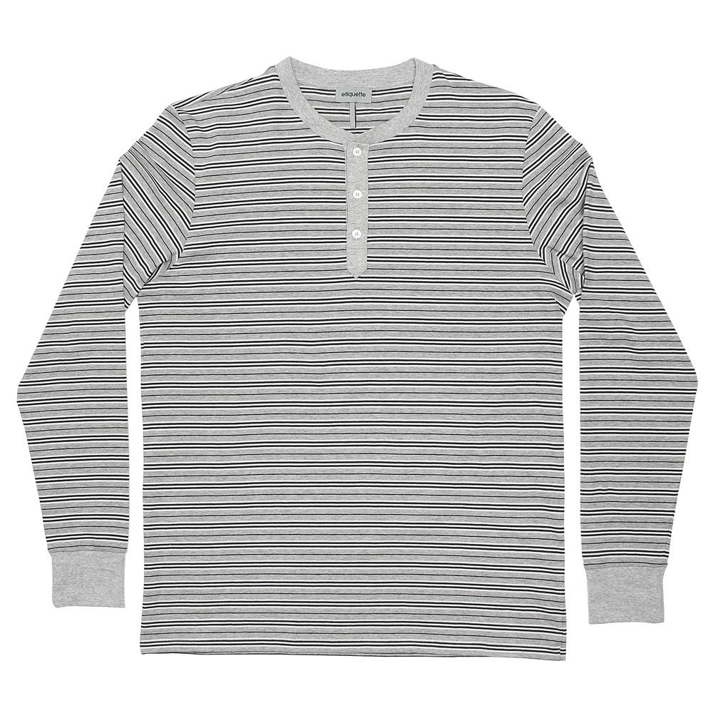 Mens Loungewear - Men's George Henley Crewneck Long Sleeve - Grey⎪Etiquette Clothiers