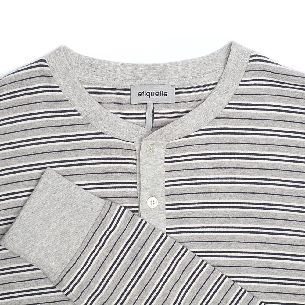 Mens Loungewear - Men's George Henley Crewneck Long Sleeve - Grey⎪Etiquette Clothiers