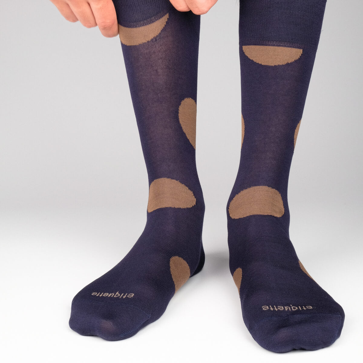 Mens Socks - Big Dots Men's Socks - Dark Blue⎪Etiquette Clothiers