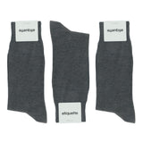 Mens Socks - Men's Crew Dress Socks 3 Pack - Dark Grey⎪Etiquette Clothiers