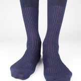 Mens Socks - Thousand Ribs Men's Socks - Blue⎪Etiquette Clothiers