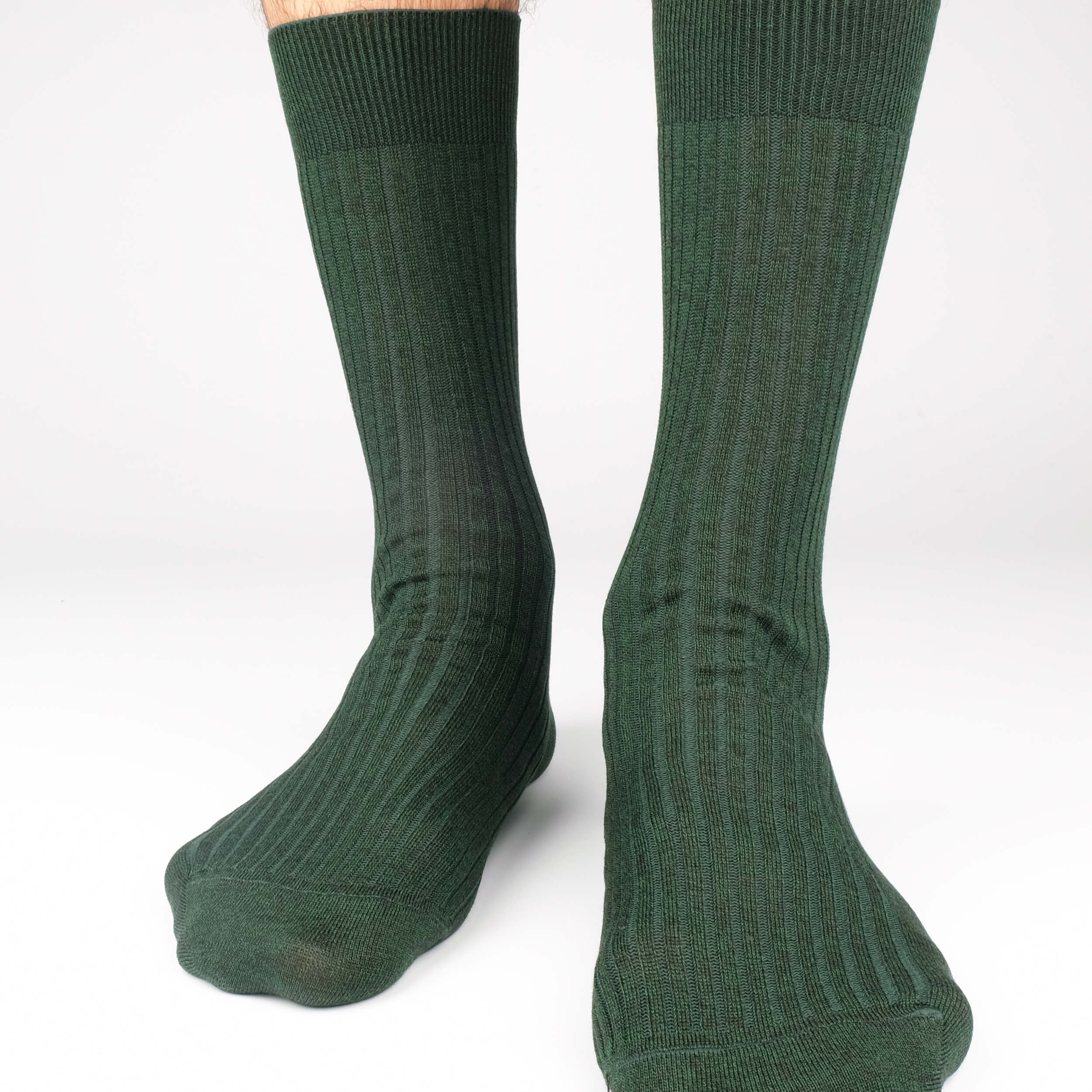 Mens Socks - Thousand Ribs Men's Socks - Green⎪Etiquette Clothiers