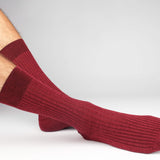 Mens Socks - Thousand Ribs Men's Socks - Bordeaux⎪Etiquette Clothiers