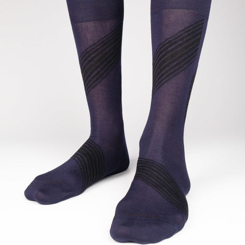 Tokyo Stripes Dark Blue - Men's Socks | Etiquette Clothiers