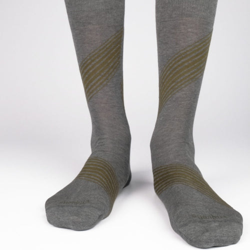 Tokyo Stripes Grey - Men's Luxury Socks | Etiquette Clothiers