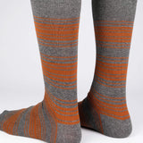 Mens Socks - Tokyo Stripes Men's Socks - Dark Grey / Brown⎪Etiquette Clothiers