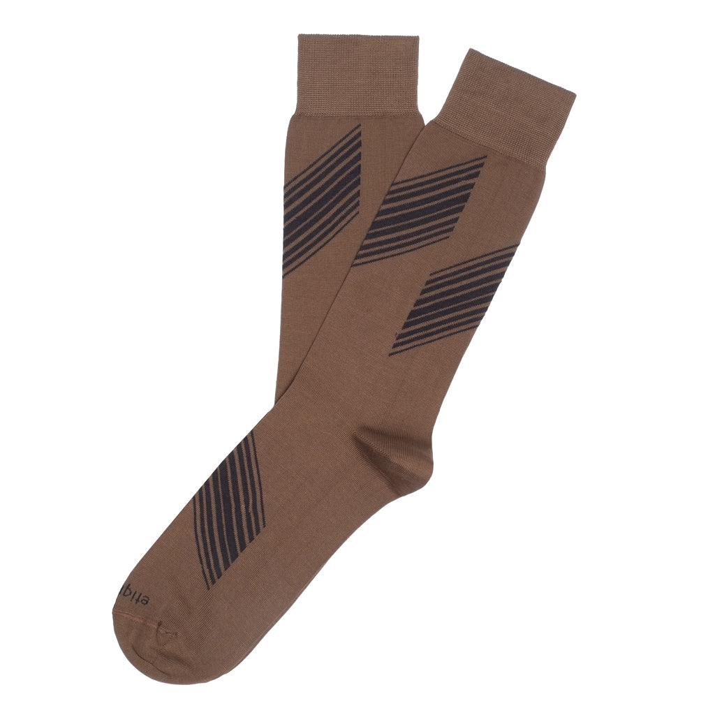 Mens Socks - Vented Stripes Men's Socks - Brown⎪Etiquette Clothiers