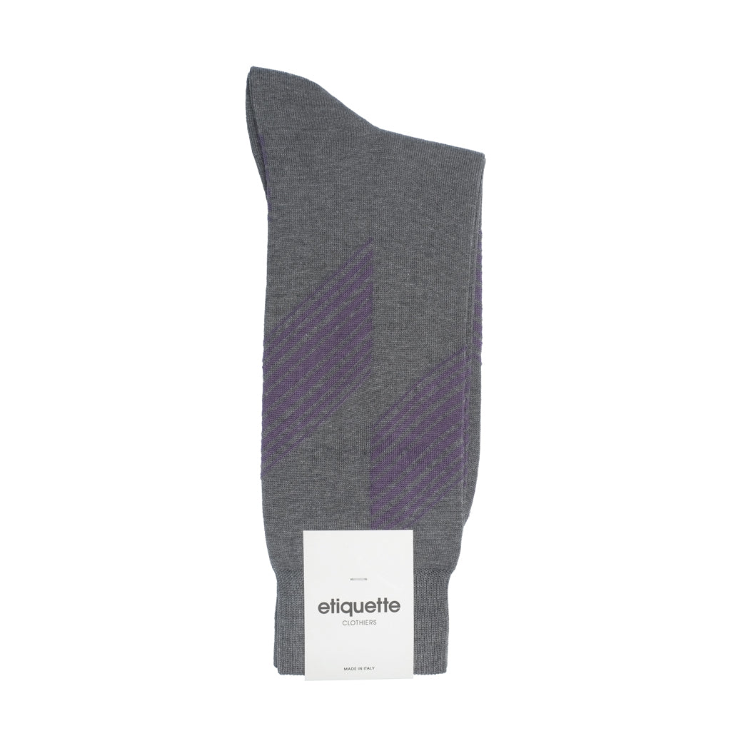 Mens Socks - Vented Stripes Men's Socks - Grey⎪Etiquette Clothiers