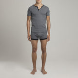 Mens Underwear - Men's Lafayette Short Sleeve Henley - Blue⎪Etiquette Clothiers